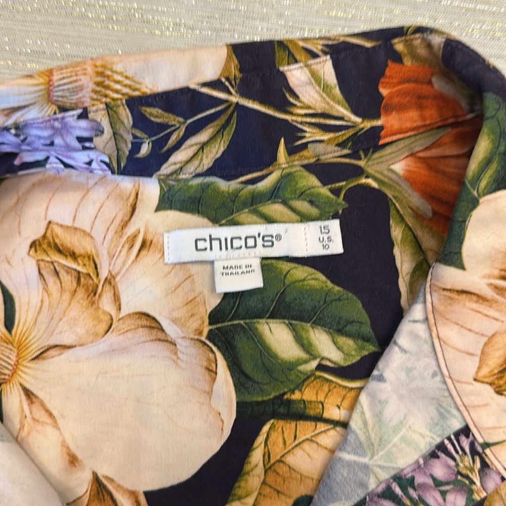 Chico's Floral Button Down Dress Shirt - Picture 2 of 6